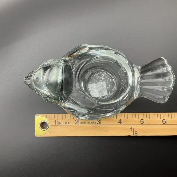 Vintage Clear Glass Bird Figurine Candle Holder Votive Tea Light Paperweight - Picture 6 of 11
